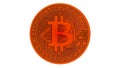 3D rendering - Red Bitcoin coin