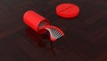 3D rendering - red DNA capsule and pill on floor Royalty Free Stock Photo