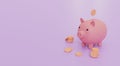 3D render illustration saving money in piggy bank