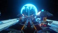 3d render illustration scifi brige tunnel. Motion footage for scientific films