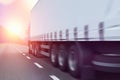 Semi-truck on a highway in sunset Royalty Free Stock Photo