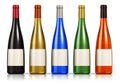 Set of color glass wine bottles