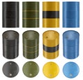 3d render illustration of a set of drum barrels Royalty Free Stock Photo