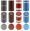 3d render illustration of a set of drum barrels Royalty Free Stock Photo