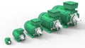 3D rendering - set of industrial electric motors Royalty Free Stock Photo