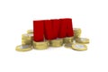 3D render illustration of several one euro coin stacks with the word IVA