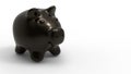 3D rendering - small black piggy bank