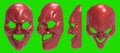 3d render illustration of smiling evil theatrical mask on greenscreen backgorund