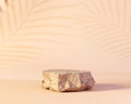 3d render illustration of stone podium on pastel background