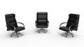 3D render - three black executive chairs