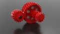 3D rendering - red gears assembly Royalty Free Stock Photo