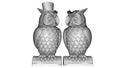 3D rendering - two grey owl statuettes