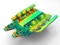 3D render - V8 engine section cut