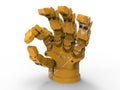 3D rendering - yellow painted robotic hand