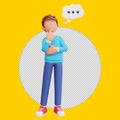 3d render cute boy thinking about something Royalty Free Stock Photo