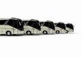 A group of busses representing a fleet
