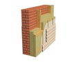 3d render image of insulated brick house wall.