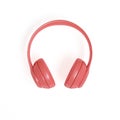 3d render image of modern coral-colored audio headphones on a white