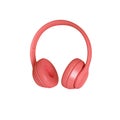 3d render image of modern coral-colored audio headphones on a white