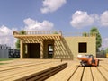 3d render image of modern frame house. 3D illustration of modern house.