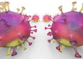 3D render image representing corona virus cells family