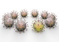 3D render image representing a group of viruses cell