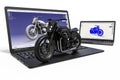 Computer aided design with 3D software.motorcycle development with the help of a computer software Royalty Free Stock Photo