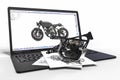 Computer aided design with 3D software. motorcycle development with the help of a computer software Royalty Free Stock Photo