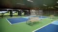 3d render indoor pickleball court illustration