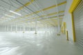 3D render Industrial empty warehouse factory light room. automobile warehouse, logistics, production, factory. Copy space