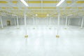 3D render Industrial empty warehouse factory light room. automobile warehouse, logistics, production, factory. Copy space