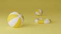 3d render of inflatable beach balls and lifebuoys