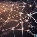 A 3D render of interconnected abstract nodes forming a web-like structure, glowing subtly against a deep space back Royalty Free Stock Photo