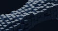 Abstract 3D Render of Interconnected Cubes Flowing Across Dark Background, Digital Art, Technology Concept Royalty Free Stock Photo