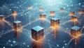3d render of interconnected cubes symbolizing a decentralized blockchain network Royalty Free Stock Photo