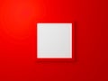 3d render interior for display. Blank red photo frame hanging on wall texture in gallery for product. Empty clean square picture