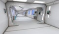 3d render interior. Futuristic hallway. Royalty Free Stock Photo