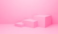 3d render interior of pink abstract geometric background or texture. Bright pastel podium or stairs for product display. Cube Royalty Free Stock Photo