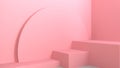 3d render interior of pink abstract geometric background or texture. Bright pastel podium or stairs for product display. Royalty Free Stock Photo