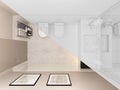 3D render, interior of the toilet in a private cottage. Toilet interior design illustration in traditional modern style Royalty Free Stock Photo