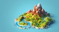 isolated land with mountain 3d model fantasy cartoonish design