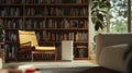 Quiet home library with noise reduction generator in 8K
