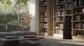 Quiet home library with noise reduction generator in 8K