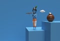 3D Render Janmashtami Celebration Scene of Minimal Podium Scene for Display Products Advertising Design