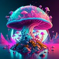 3d render of jellyfish on colorful background. 3d illustration generative AI Royalty Free Stock Photo