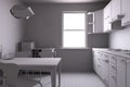 3D render of a kitchen