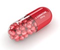 3D render of l-carnitine pill with granules