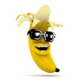 3d Laughing banana wears sunglasses