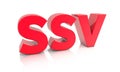 3d render of the letters SSV isolated on a white background