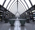 3d render of library interior